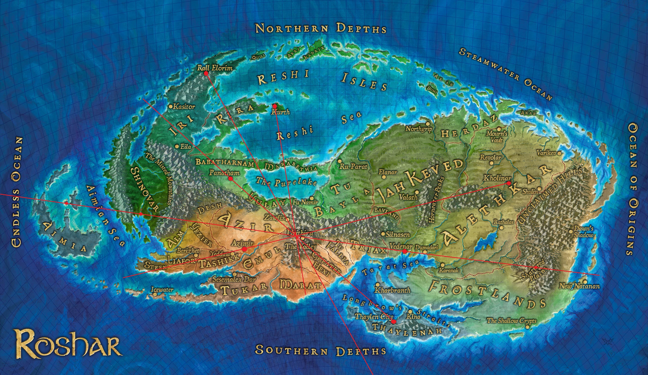 Map Of Roshar Urithiru Ob] Oathgates And Urithiru Connections - Stormlight Archive - 17Th Shard,  The Official Brandon Sanderson Fansite